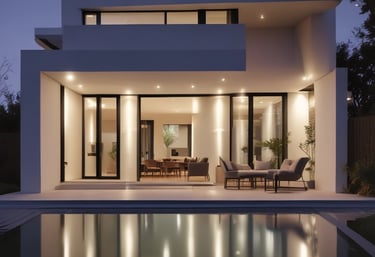 Ornate building illuminated at night