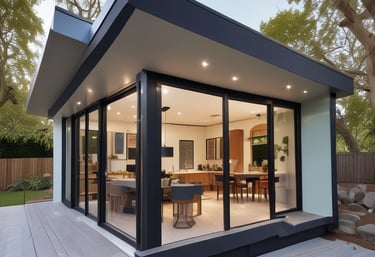 A friendly team member discussing home improvement plans with a homeowner in a bright, modern living room.