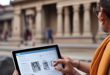 A serene temple setting with devotees engaged in prayer and offerings.