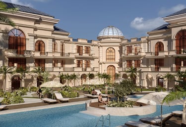 Swimming pool area at Aurora Palace Compound Hurghada