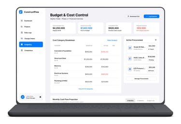 Construction cost control platform screenshot
