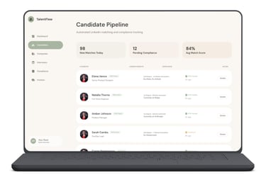 Screenshot of recruitment platform showing automated candidate screening