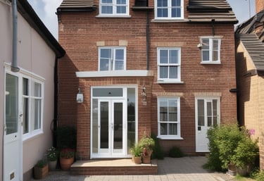 Front extension on a typical UK suburban home with brickwork and large windows.