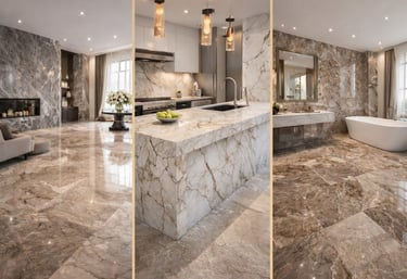 نوفّر أجود أنواع الرخام الطبيعي والمستورد مع خدمات تركيب احترافية للأرضيات والجدران والمطابخ والحمام