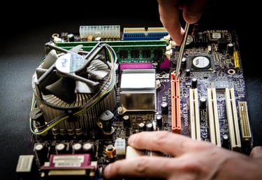 A man servicing the equipment