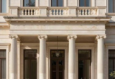 A friendly property manager discussing renovation plans with homeowners in a sunlit Greek apartment.