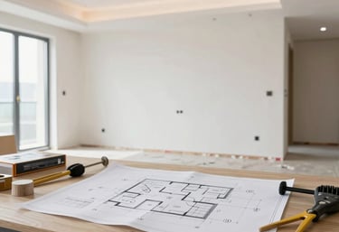 Hands shaking over a property contract with a backdrop of a renovated building.