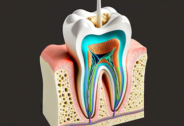 Ilustración médica en corte transversal de la anatomía de un diente humano