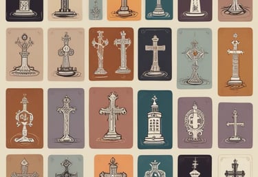 a collection of religious icons including crosses, crosses, and crosses