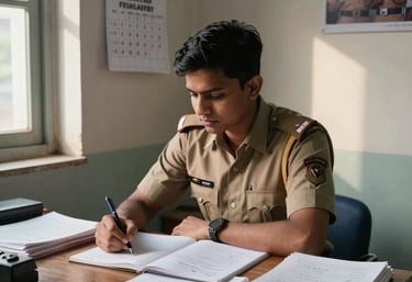 A classroom setting with students preparing for AP Police Constable and SI exams.