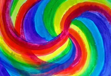 Watercolor on paper, colorful spiral