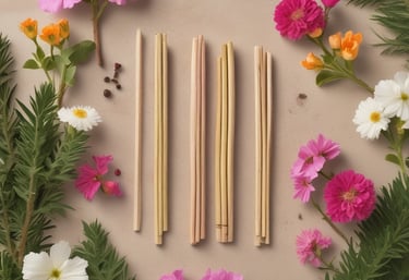 A minimalist, luxurious setting featuring aura rituals incense burning gently beside a cozy reading nook.