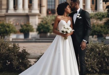man in black crew neck t-shirt holding white bouquet