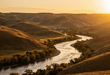A warm, smiling grandmother with a sunhat, holding a camera on a scenic mountain trail