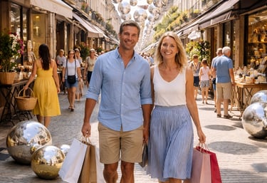 décor urbain avec des sphères géantes