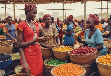 African women collaborating in an agro-processing workshop, sharing skills and knowledge.
