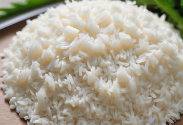 Close-up of a bowl filled with steaming fortified rice grains.