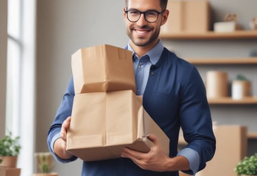 A customer happily placing an online pizza order on a smartphone.