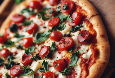 A warm, inviting pizza box being handed over at a stylish takeaway counter.