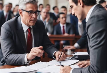 A thoughtful male journalist surrounded by symbols of psychology, politics, and culture in shades of blue.