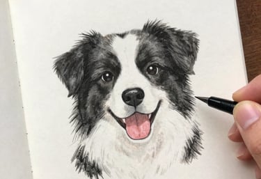 mano humana ilustrando un perro