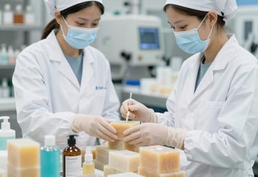 Industrial cleaning and sanitizing process in a modern manufacturing facility.