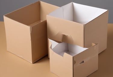 Workers assembling cardboard boxes in a clean, organized factory environment.