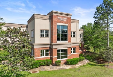 Drone image of professional office building