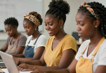 A diverse group of African diaspora members engaged in a lively discussion around a table.