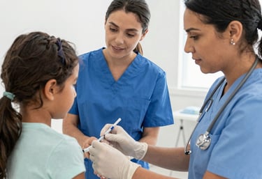 a man riding a skateboard down a street next to tall buildings
