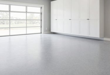 Modern decorative flake epoxy garage floor coating installed in a Celina Texas home
