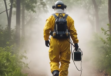 Close-up of fumigation smoke being released outdoors to combat mosquitoes and pernilongos.