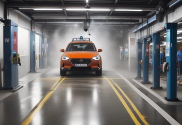 Technicians monitoring automated service systems in a modern control room.