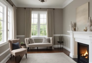 A painter carefully applying bright red paint to a modern home's exterior wall.