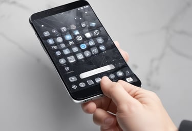 A sleek mobile phone displaying an intuitive app interface designed by agentes inteligentes crc.