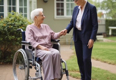A cheerful senior enjoying a home-cooked meal prepared with love in a bright kitchen.