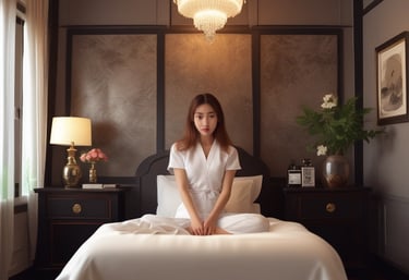 A serene spa setting with calming decor and massage equipment.