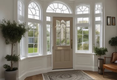 Une belle baie vitrée ou une porte d'entrée design qui donne envie.