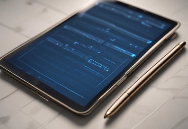 Close-up of hands reviewing a detailed checklist on a clean white desk with navy and gold accents.