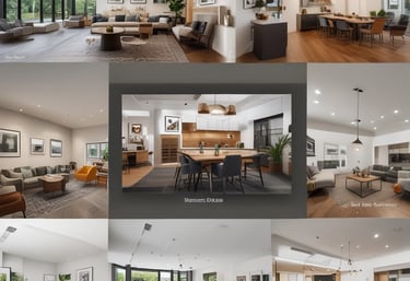 A team of professionals collaborating over digital marketing strategies in a modern office.