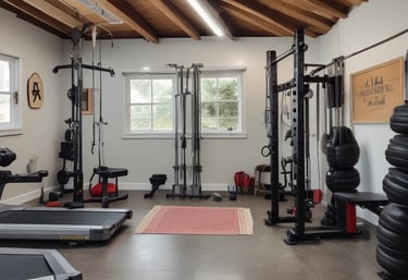 Before and after shots showing a cluttered garage transformed into a clean, organized space.