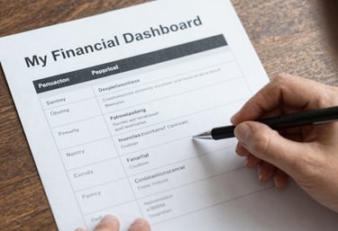 A warm photo of a family reviewing finances together at a cozy kitchen table.