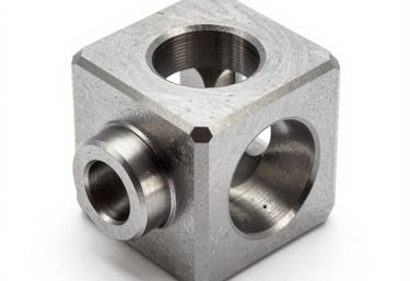 Close-up of a CNC milling machine shaping a metal component with precision.