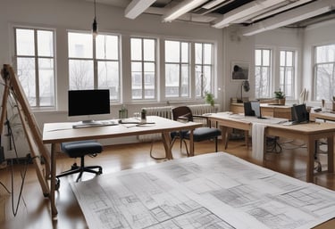 A warm, welcoming office space with green and golden accents reflecting the Costa del Sol ambiance.