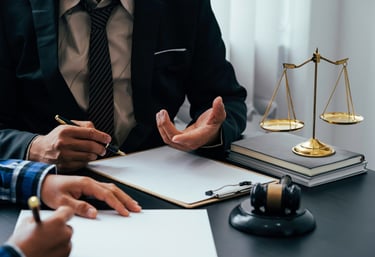 Lawyer speaking to client