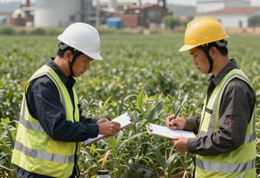 Team discussing climate strategy around a table with charts and laptops.