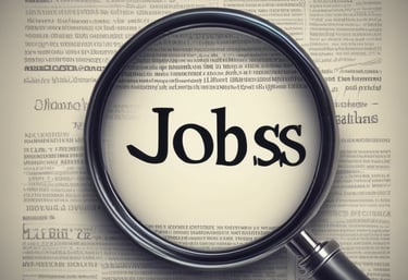 A bulletin board filled with various job advertisements and notices.