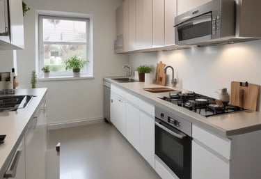 A friendly housekeeper carefully making a bed in a cozy Airbnb room.