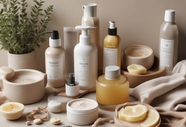 Close-up of hands mixing natural ingredients in a glass bowl for a beauty recipe.