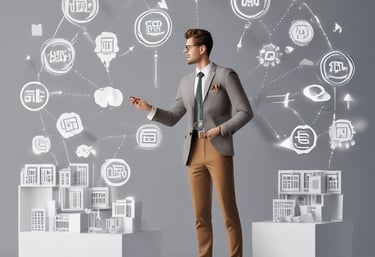 Black and white photo of a focused person working on a laptop with sales charts on the screen.
